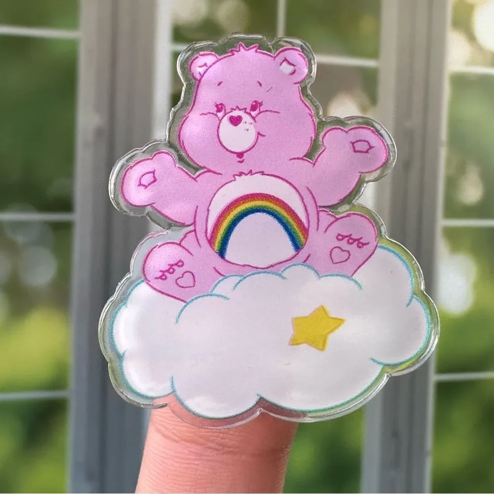 Cheer Pink Bear Acrylic Pin/ Brooch
